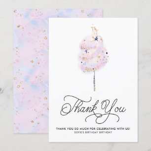 Magical Pink Cotton Candy and Glitter Thank You Invitation