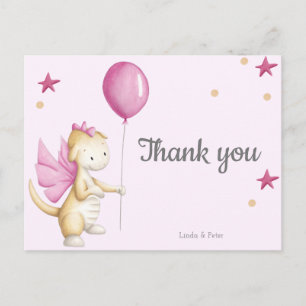Magical Pink Dragon Baby Shower Thank You Postcard