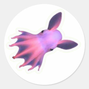Magical Pink Dumbo Octopus Sticker - Neon Deep Sea