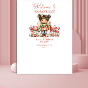 Magical Pink Fairy 8th Birthday Banner Tapestry