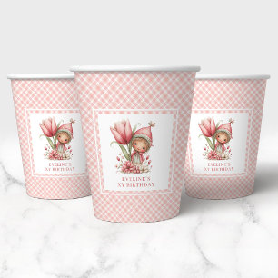 Magical Pink Fairy Blush Flowers 6th Birthday Cups