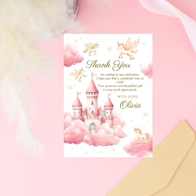 Magical Pink Princess Baby Girl Thank You Card (Creator Uploaded)