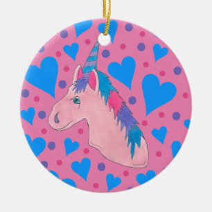 Magical Pink Purple Mythical Horse Unicorn Print Ceramic Tree Decoration