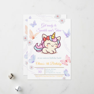 Magical Pink Unicorn Birthday Card for Girls
