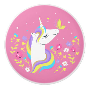 Magical Pink Unicorn Ceramic Knob