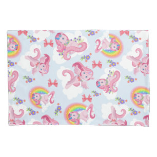 Magical Pink Unicorn Girly Rainbow Flower Pillowcase