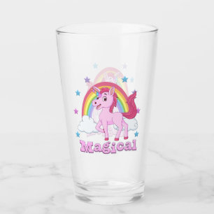 Magical Pink Unicorn Rainbow Glass