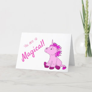 Magical PInk Unicorn  Valentine`s day Card