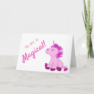 Magical PInk Unicorn  Valentine`s day Card