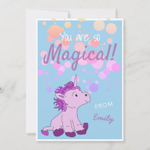 Magical PInk Unicorn Valentine`s day Card