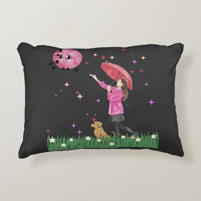 Magical Pink Watercolor Accent Pillow (Front)