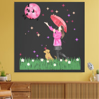 Magical Pink Watercolor Stretched Canvas Print