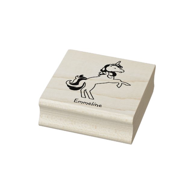 Magical Playful Unicorn Horse Personalise Name Rubber Stamp (Stamp)