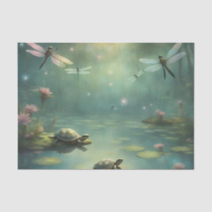 Magical pond lily-pads turtles dragon fly tissue paper