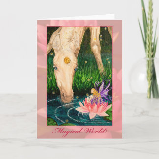 Magical Pond Unicorn & Fairy Fantasy greeting card