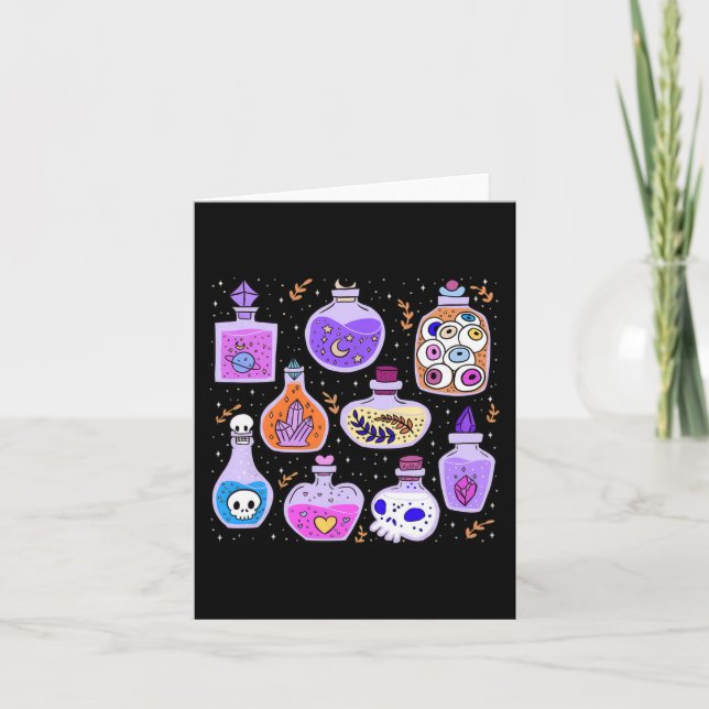 Magical Potions Bottles Witchy Halloween Print  Card (Front)