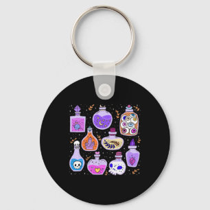 Magical Potions Bottles Witchy Halloween Print Key Ring