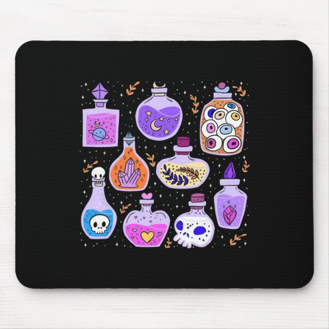 Magical Potions Bottles Witchy Halloween Print  Mouse Mat (Front)