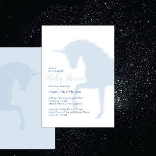 Magical Prancing Blue Unicorn Baby Shower Invitation