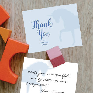 Magical Prancing Blue Unicorn Thank You Card