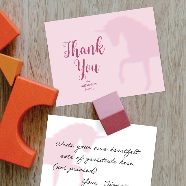 Magical Prancing Pink Unicorn Thank You Card (Creator Uploaded)