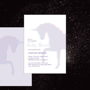 Magical Prancing Purple Unicorn Baby Shower Invitation