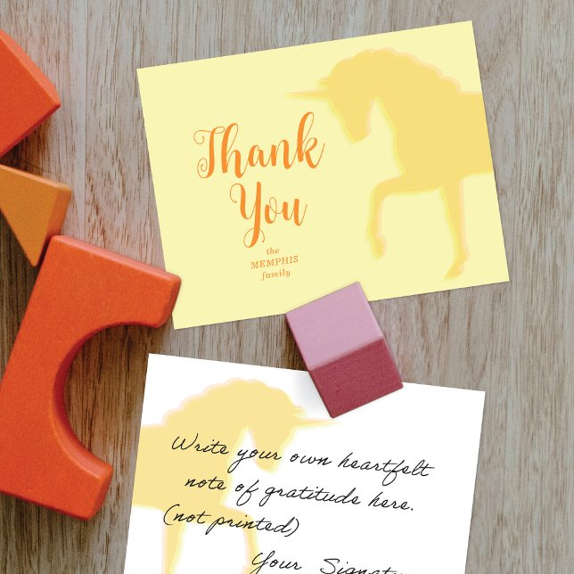 Magical Prancing Yellow Unicorn Thank You Card (Creator Uploaded)