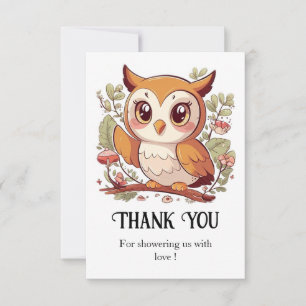 Magical Pretty Owl Baby Shower Thank You Card