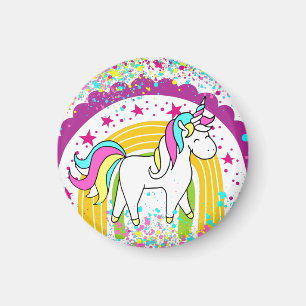 Magical Pretty Pastel Unicorn Rainbow Stars Magnet