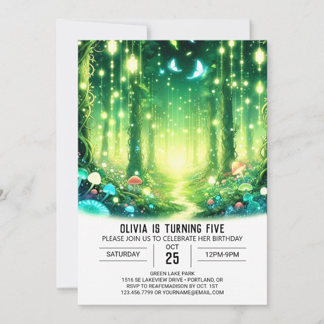 Magical Pretty Woodland Digital Birthday Invitation (Front)