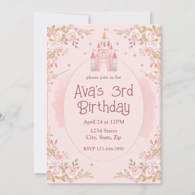 Magical Princess Birthday Invitation | Watercolor (Front)