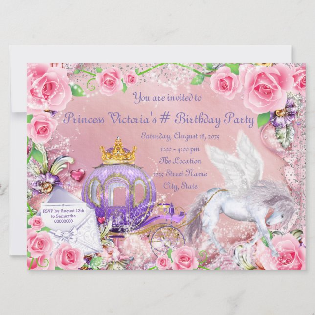 Magical Princess Birthday Party Invitation (Front)