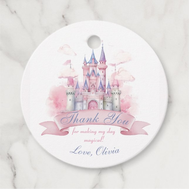 Magical Princess Castle Birthday Favour Tags (Front)