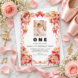 Magical Princess First Birthday Photo Invitation