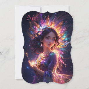 Magical Princess in Tiara Girl's Birthday Custom Card