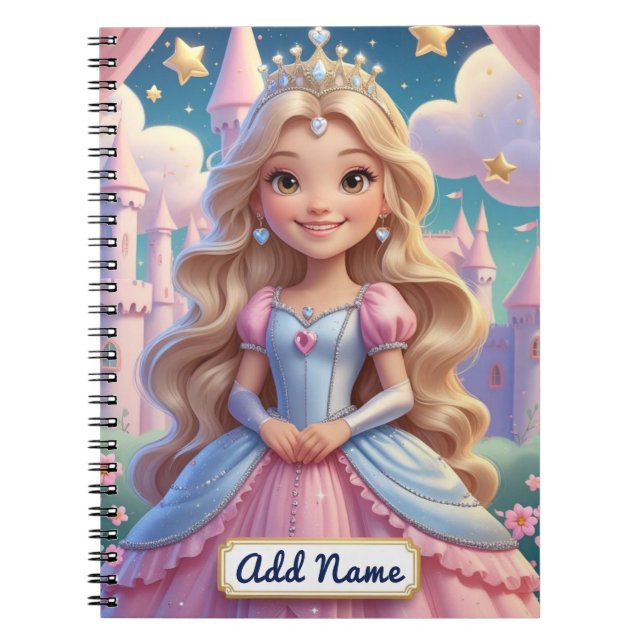 Magical Princess Notebook – Editable Name (Front)