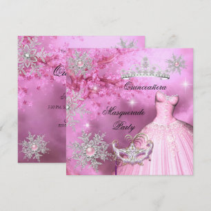 Magical Princess Quinceanera Masquerade Pink Invitation