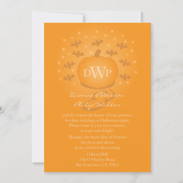 Magical Pumpkin Monogram Wedding Invitation (Front)