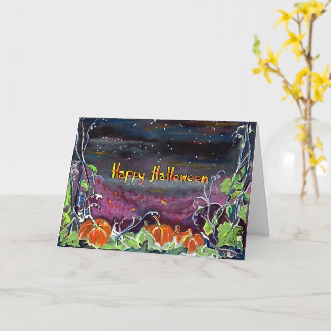 Magical Pumpkins Halloween Collection Card (Yellow Flower)