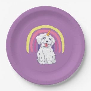 Magical Puppy Unicorn Rainbow Paper Plate