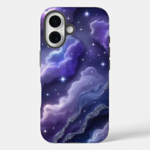 Magical Purple and Blue Nebula with Glitter Stars