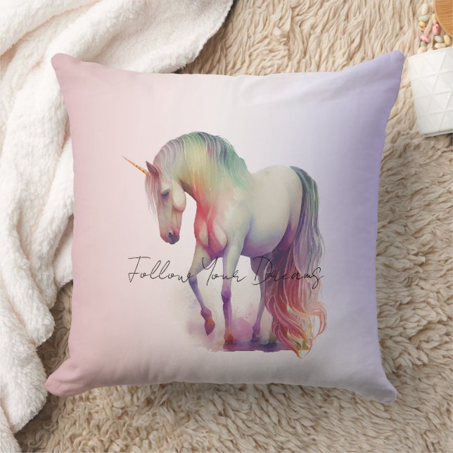 Magical Purple Blush Ombre Unicorn Glitter Cushion (Blanket)