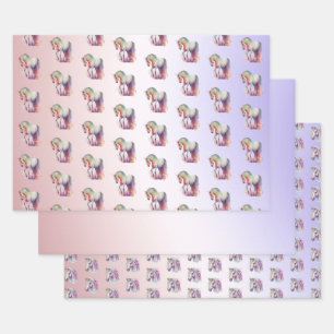 Magical Purple Blush Ombre Unicorn Wrapping Paper Sheet