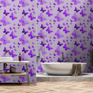 Magical Purple Butterfly Flutter Lavender Grey Wallpaper