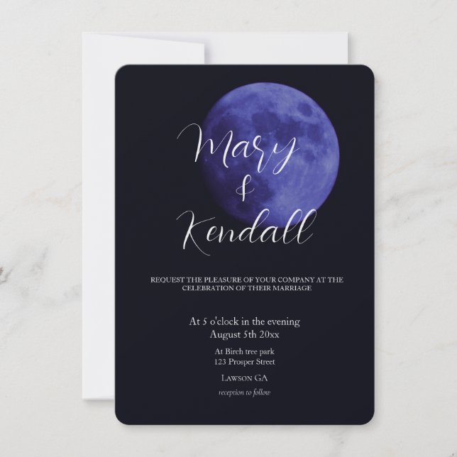 Magical purple moon photograph invitation (Front)