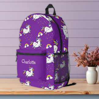 Magical Purple Unicorn Paradise Printed Backpack