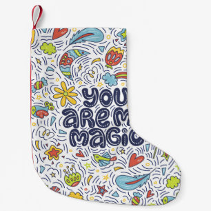 Magical Quote, Decorative Light Lettering. Small Christmas Stocking