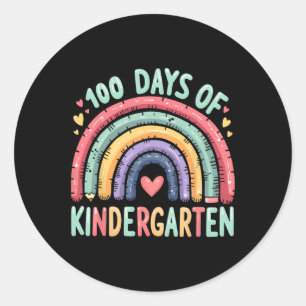 Magical Rainbow 100 Days Of Kindergarten Teacher 1 Classic Round Sticker