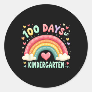 Magical Rainbow 100 Days Of Kindergarten Teacher Classic Round Sticker