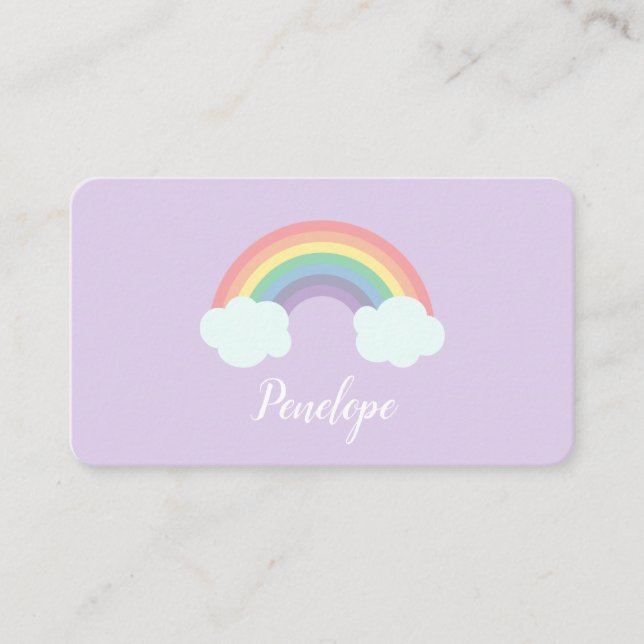 Magical Rainbow and Clouds Social Calling Business Card (Front)